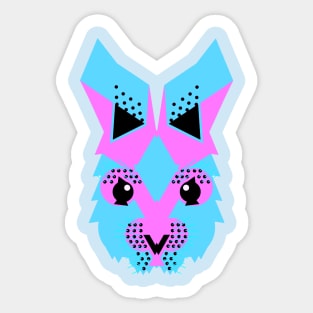 Rabbit face, Neon blue and pink. Sticker